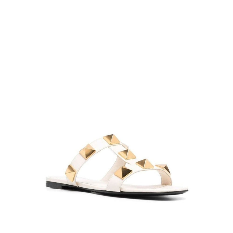 Roman Stud Leather Flat Sandals Valentino Garavani