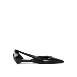 Brushed Leather Cut-Out Ballerina Flats Prada