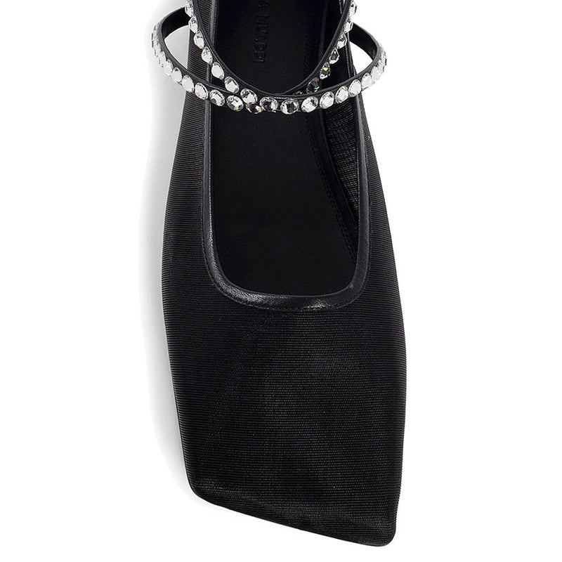 Mesh Crystal Ballerina Flats Amina Muaddi