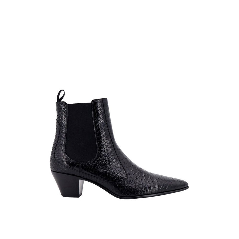 Snake-Effect Leather Chelsea Boots Celine