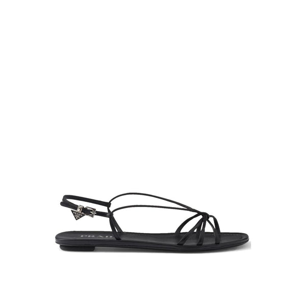 Leather Flat Sandals Prada