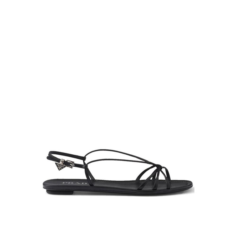 Leather Flat Sandals Prada