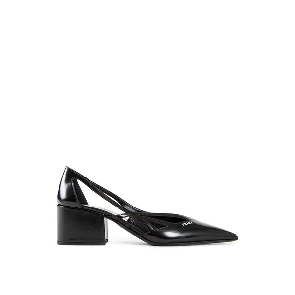 Brushed Leather Cut-Out Pumps Prada