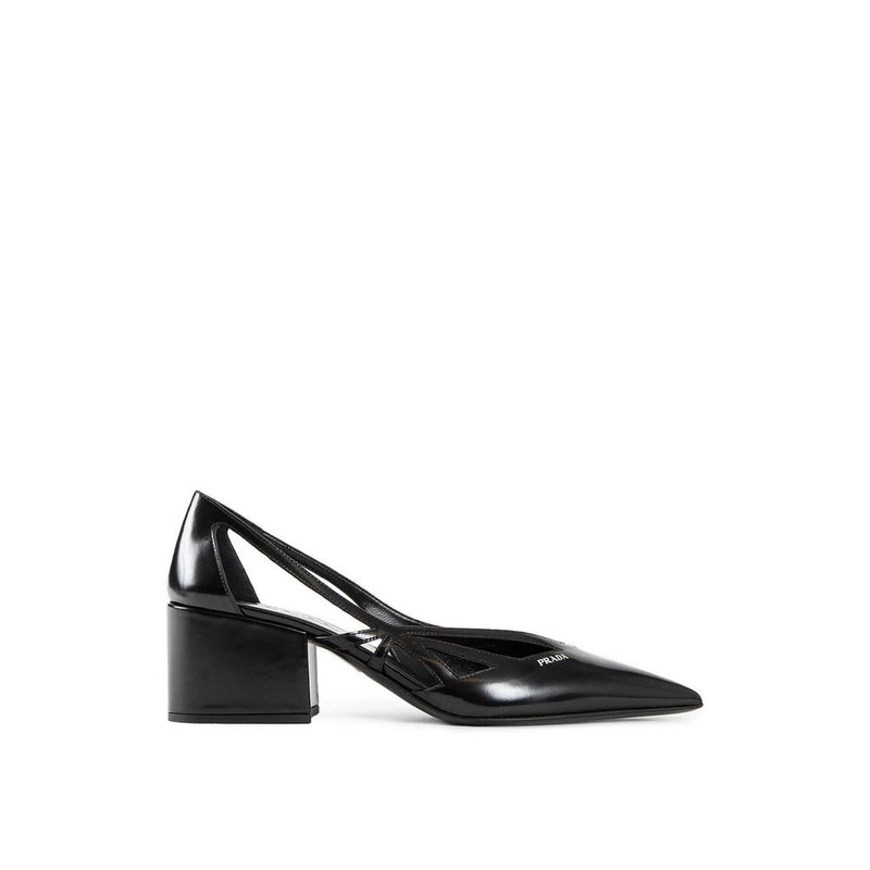 Brushed Leather Cut-Out Pumps Prada