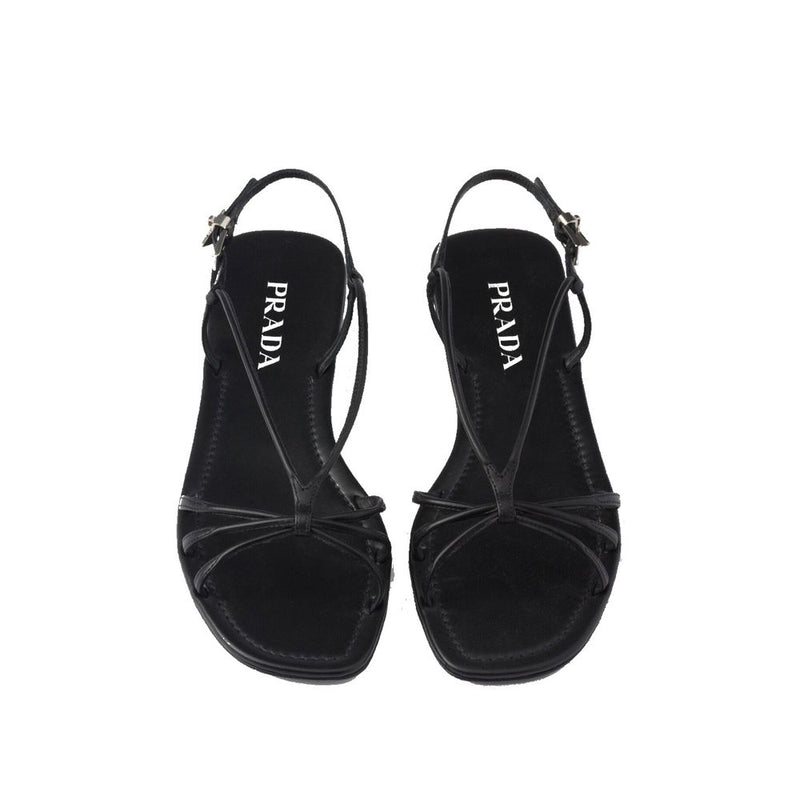 Leather Flat Sandals Prada
