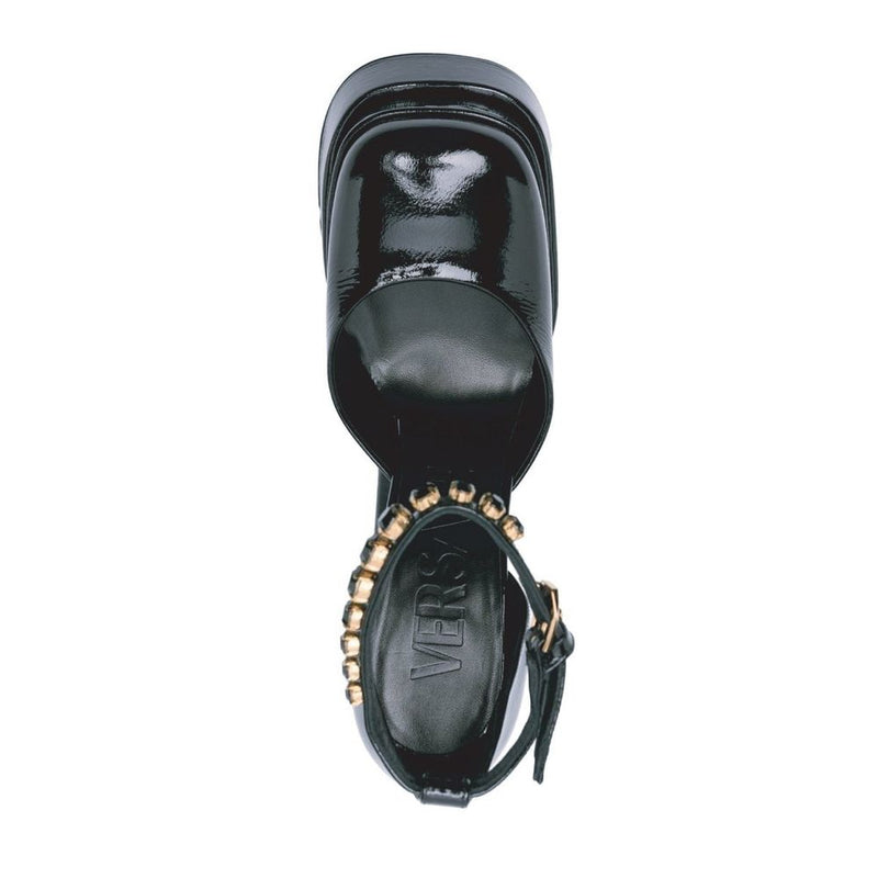 Leather Platform Sandals Versace