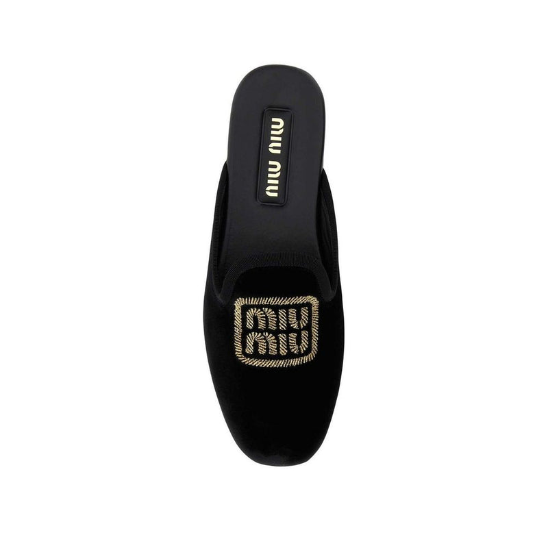 Logo Embroidered Slip-On Mules Miu Miu