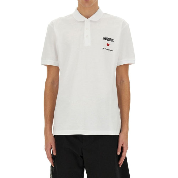 In Love We Trust Cotton Polo Moschino Couture
