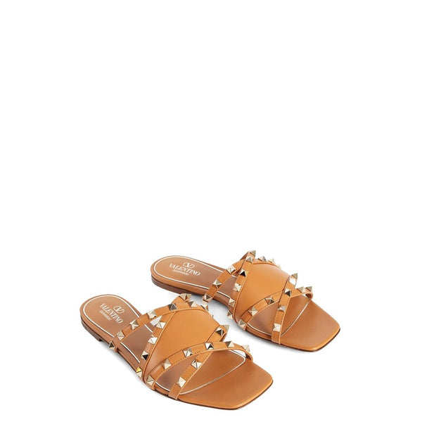 Rockstud Leather Flat Sandals Valentino Garavani