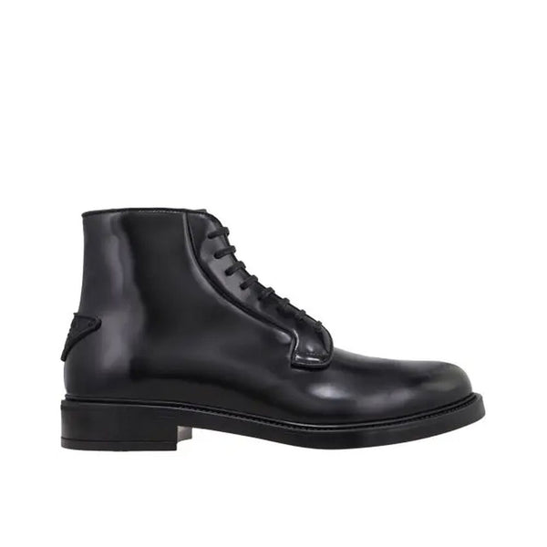 Leather Lace-Up Boots Prada