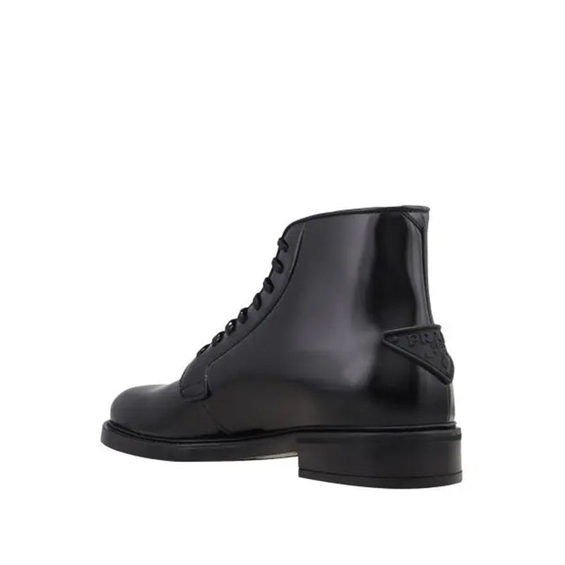 Leather Lace-Up Boots Prada