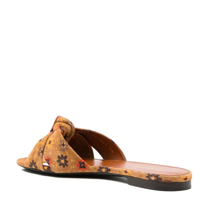 Bianca Knotted Suede Slides Saint Laurent