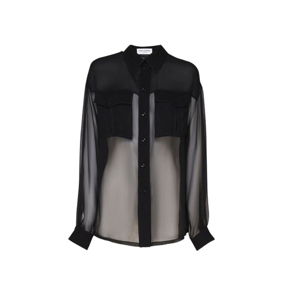 Silk Crepe Muslin Shirt Saint Laurent