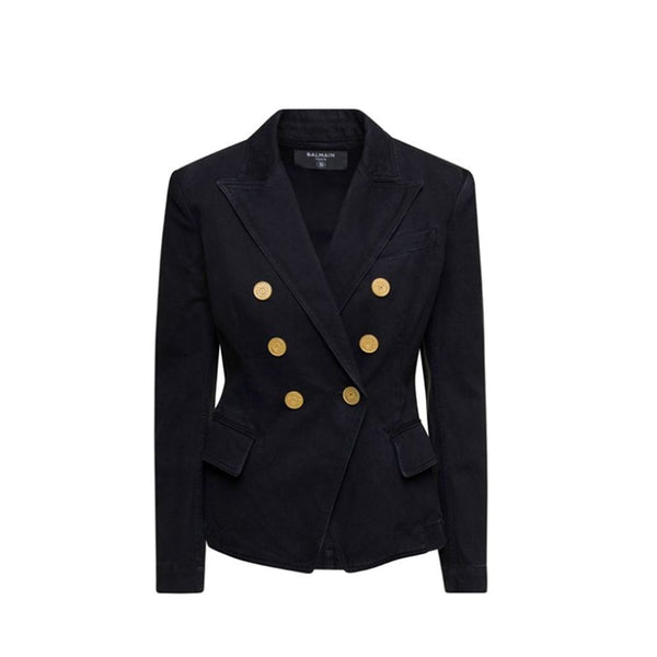 Double-Breasted Denim Blazer Balmain