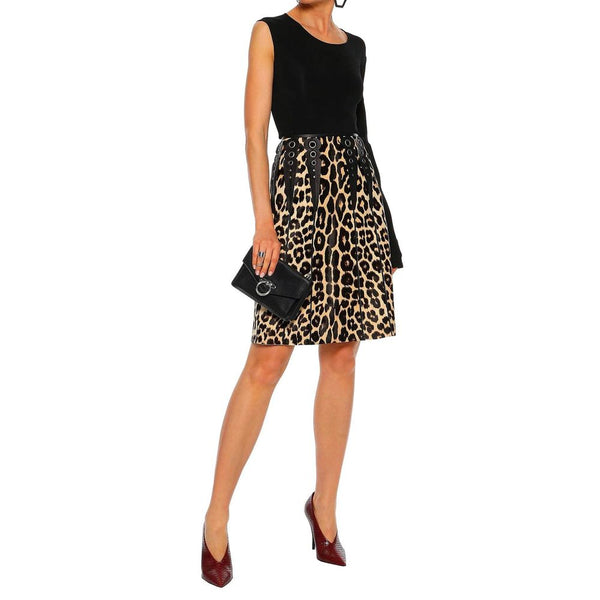 Leopard Print Calf Hair Skirt Bottega Veneta