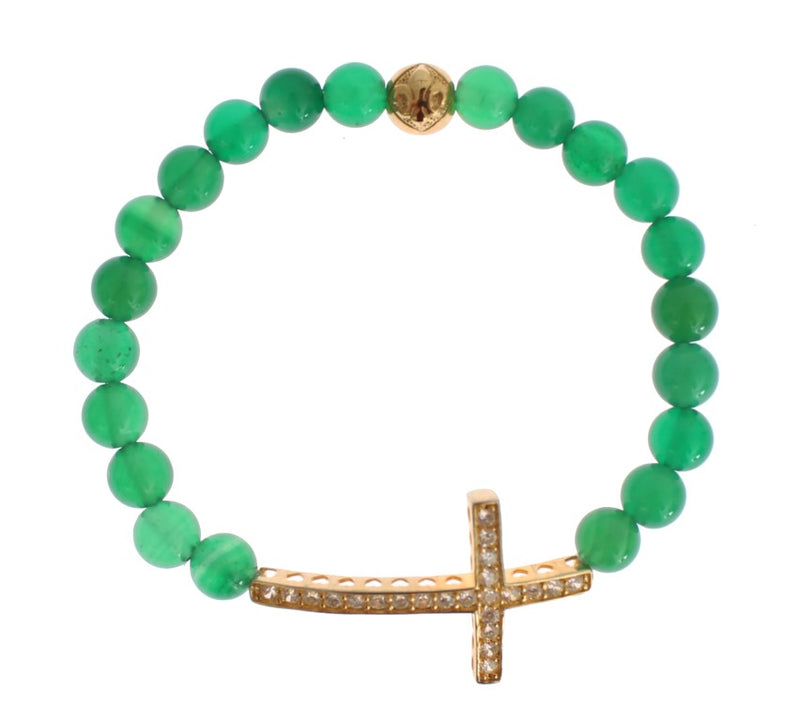 Elegant Green Jade Bead & Gold Plated Bracelet Nialaya