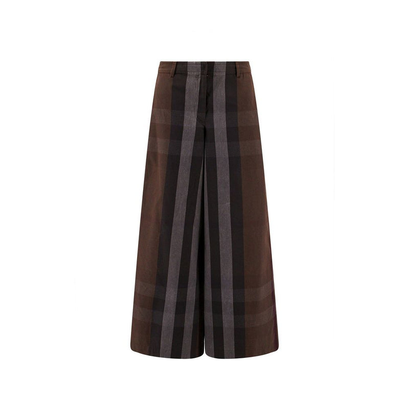 Checked Wide Leg Canvas Pants Burberry