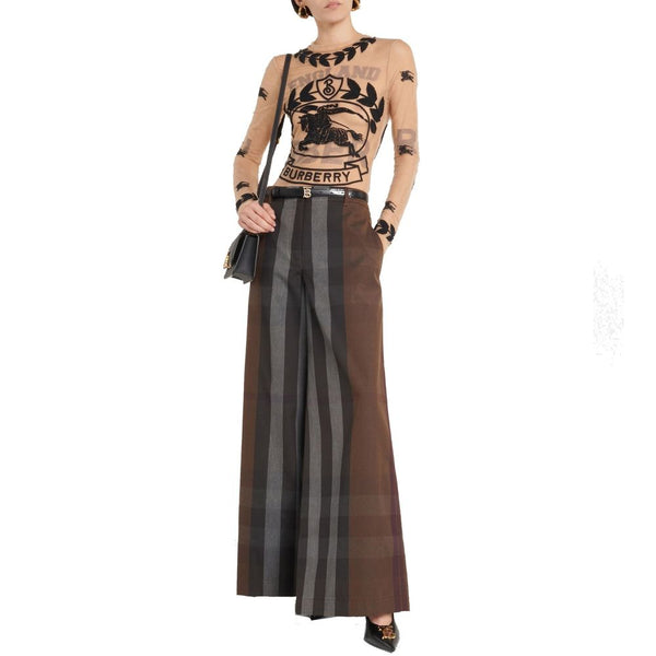 Checked Wide Leg Canvas Pants Burberry