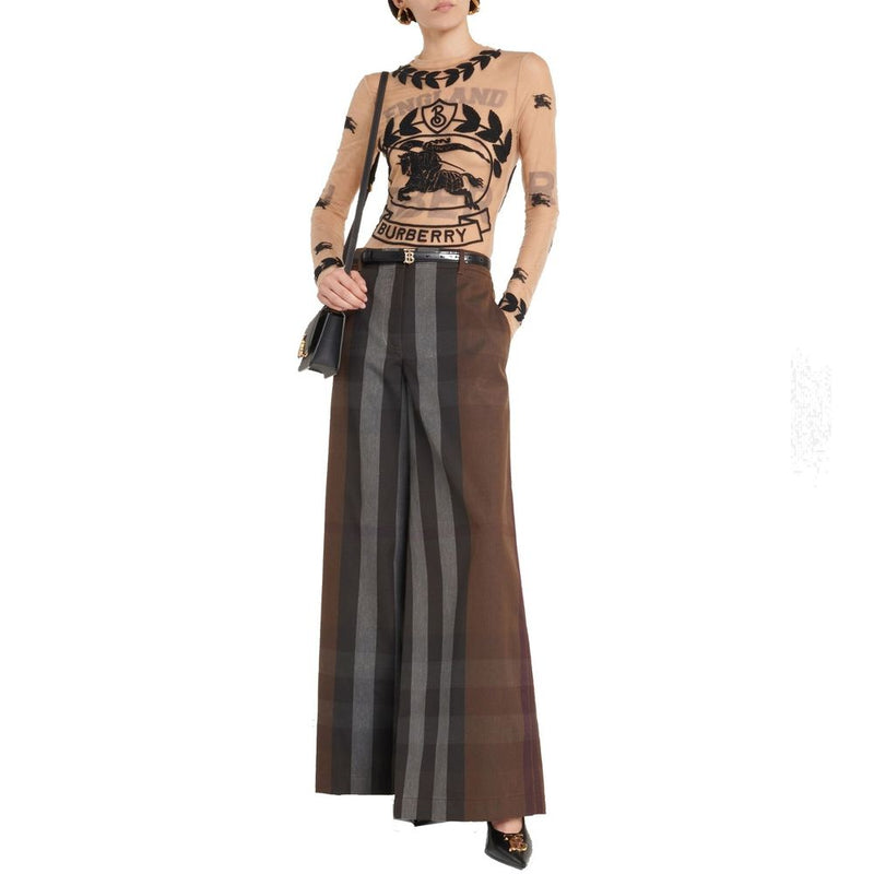 Checked Wide Leg Canvas Pants Burberry