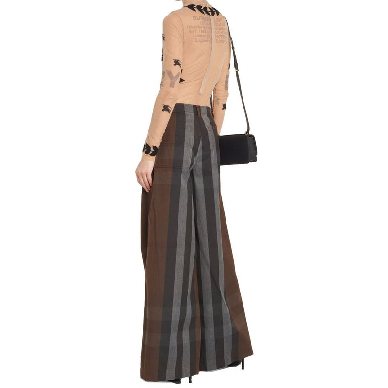 Checked Wide Leg Canvas Pants Burberry