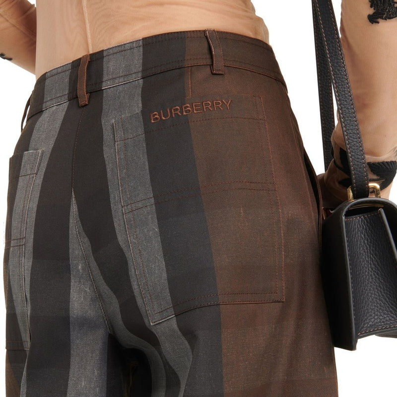 Checked Wide Leg Canvas Pants Burberry