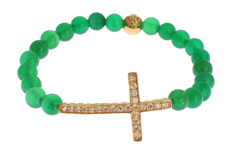 Elegant Green Jade Bead & Gold Plated Bracelet Nialaya