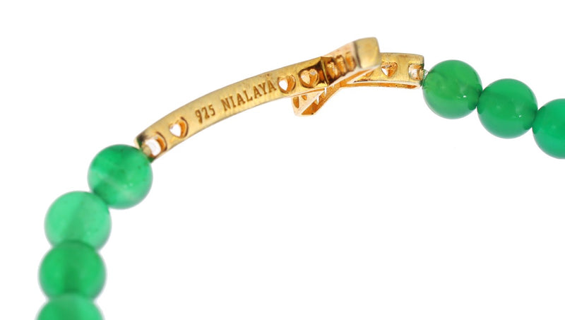 Elegant Green Jade Bead & Gold Plated Bracelet Nialaya