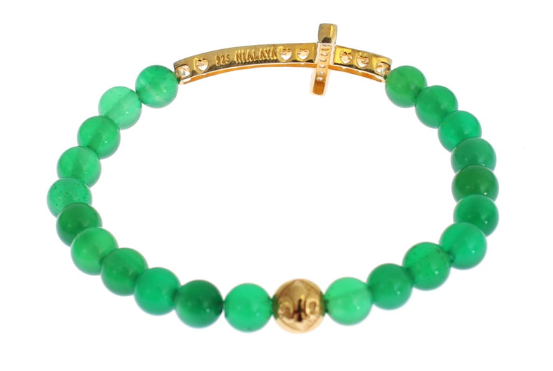 Elegant Green Jade Bead & Gold Plated Bracelet Nialaya