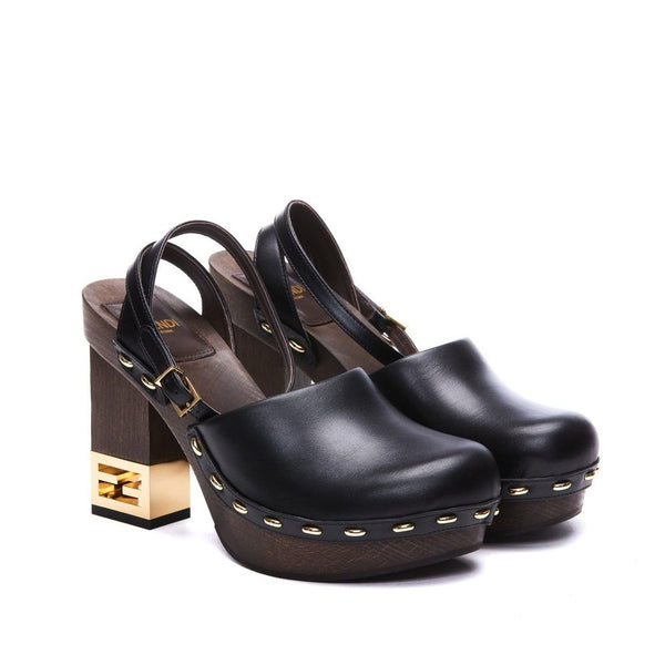 Decorative Heel Leather Pumps Fendi