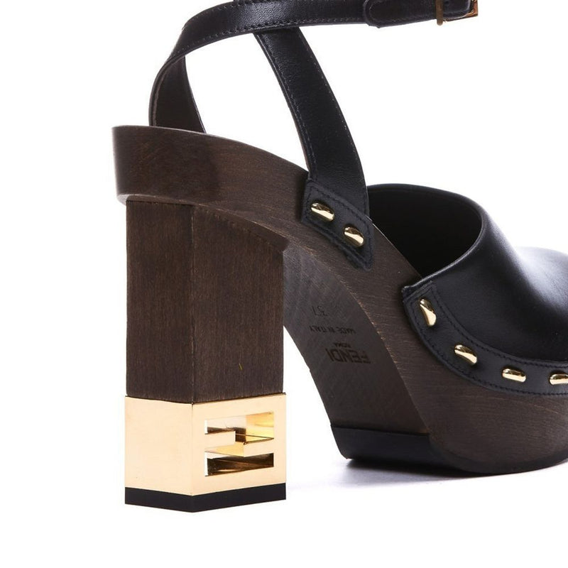 Decorative Heel Leather Pumps Fendi