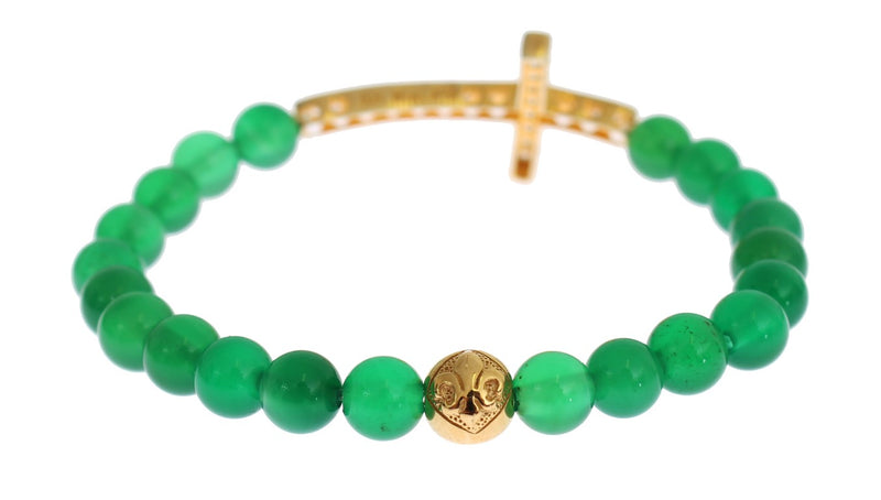 Elegant Green Jade Bead & Gold Plated Bracelet Nialaya