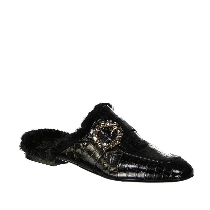 Leather Fur Mules Eleventy