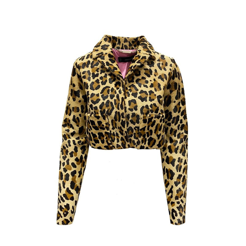 Leopard Calf Hair Cropped Jacket Dsquared²