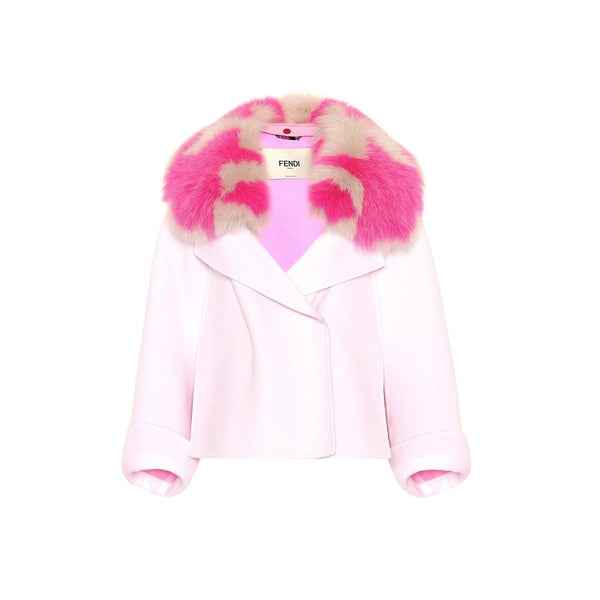 Fur Collar Cashmere Cape Jacket Fendi
