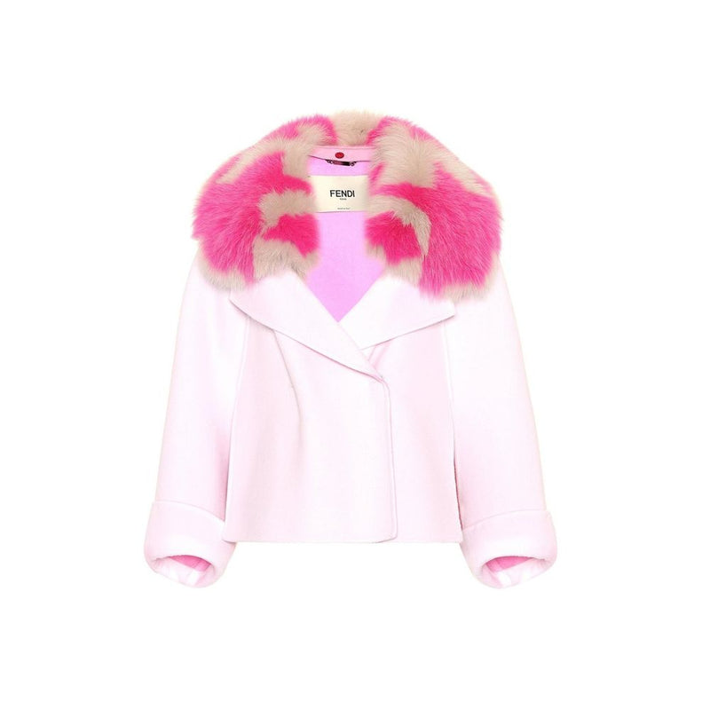 Fur Collar Cashmere Cape Jacket Fendi