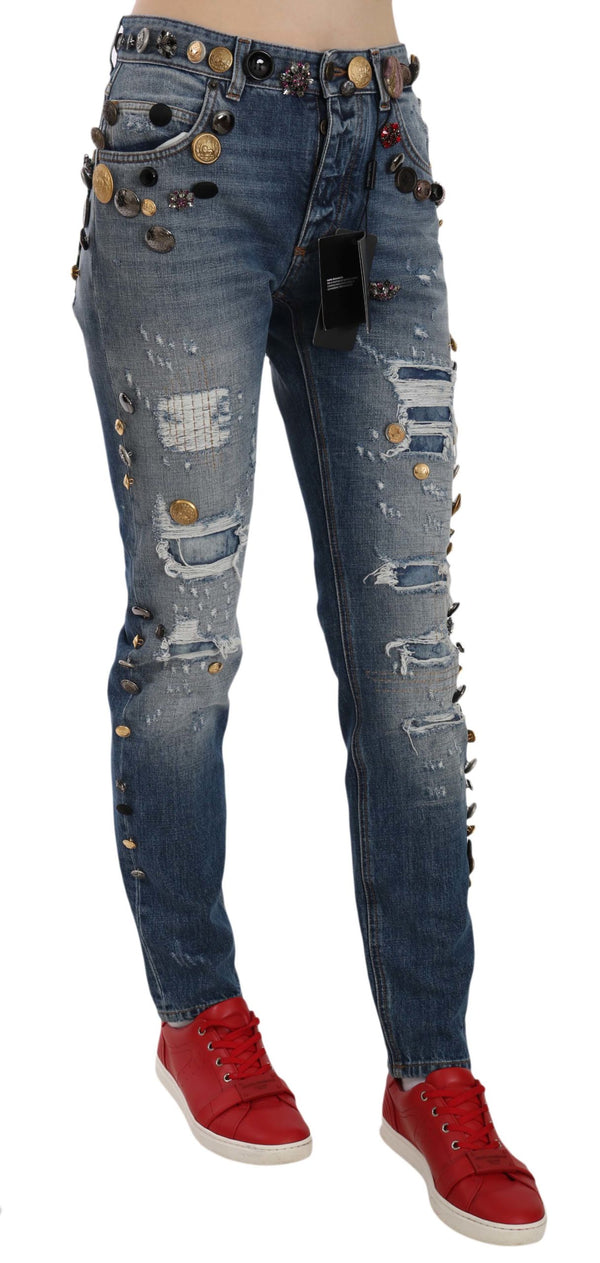 Crystal Embellished Luxury Denim Jeans Dolce & Gabbana