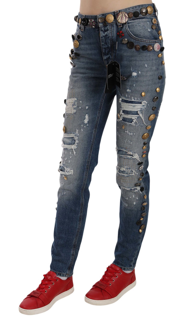 Crystal Embellished Luxury Denim Jeans Dolce & Gabbana