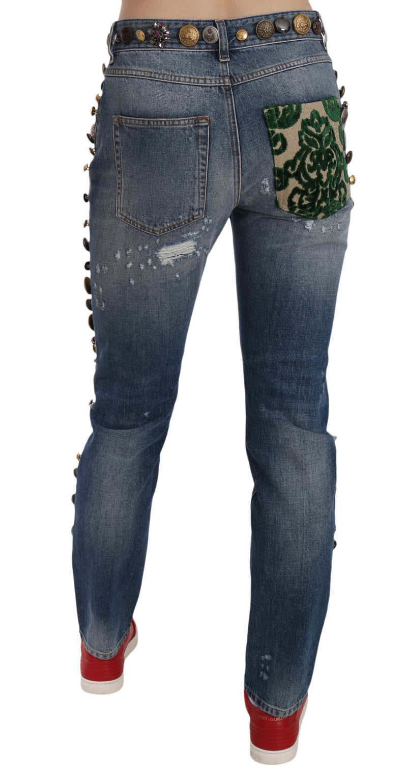 Crystal Embellished Luxury Denim Jeans Dolce & Gabbana