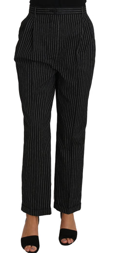 Elegant Black Pinstripe Dress Pants Dolce & Gabbana