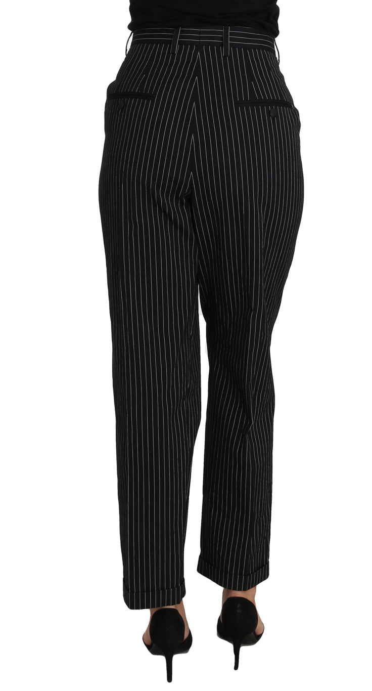 Elegant Black Pinstripe Dress Pants Dolce & Gabbana