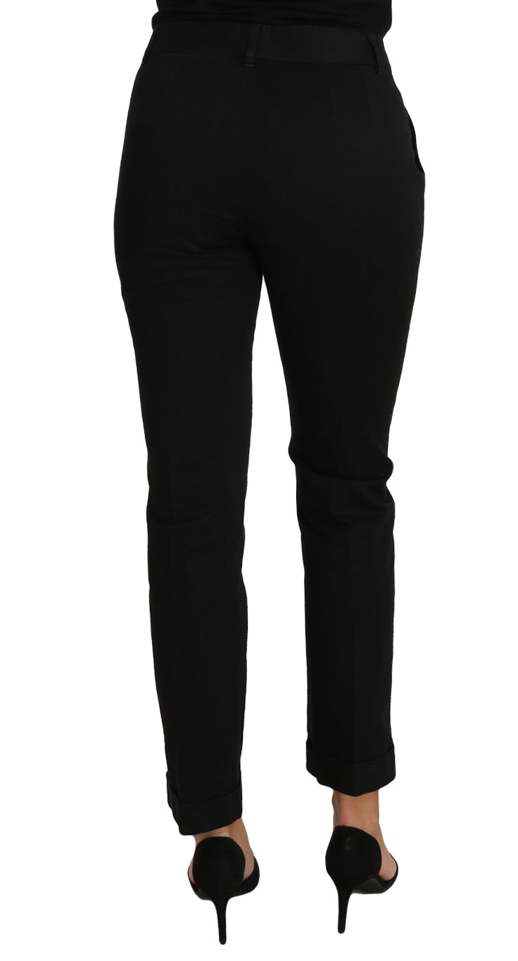 Elegant Black Cotton Dress Pants Dolce & Gabbana