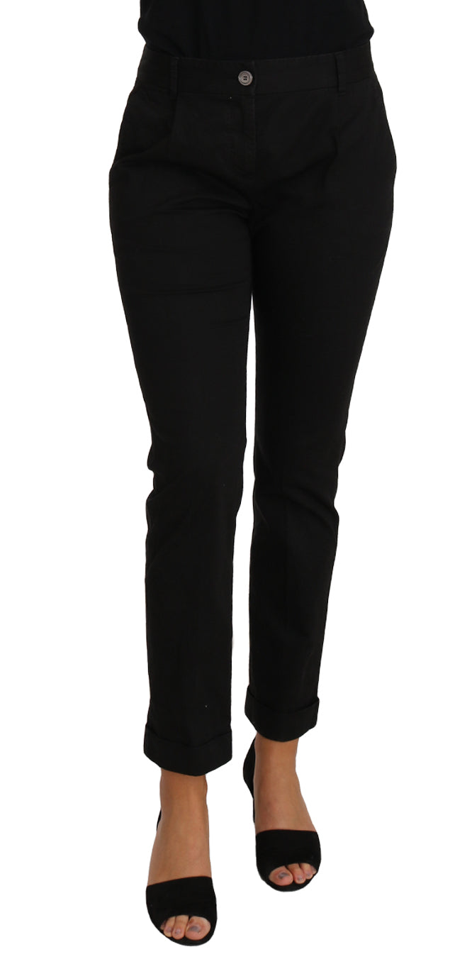 Elegant Black Cotton Dress Pants Dolce & Gabbana