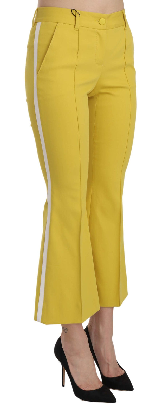 Yellow Flared Bootcut Capri Cotton Pants Dolce & Gabbana