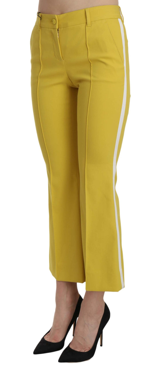 Yellow Flared Bootcut Capri Cotton Pants Dolce & Gabbana