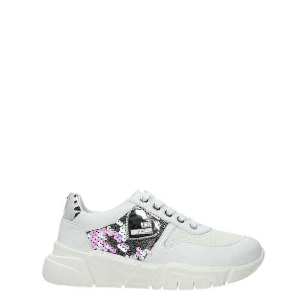 White Fabric Sneakers Love Moschino
