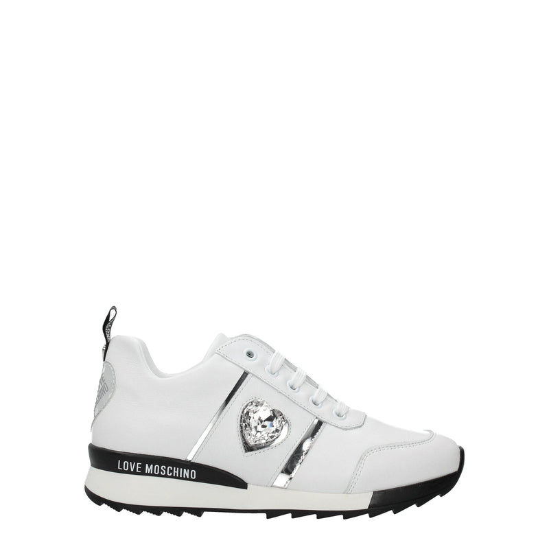 White Leather Sneakers Love Moschino