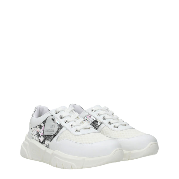 White Fabric Sneakers Love Moschino