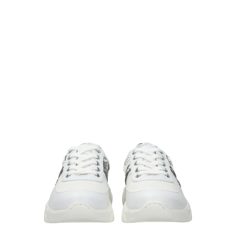 White Fabric Sneakers Love Moschino