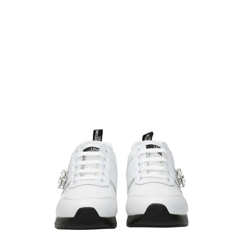 White Leather Sneakers Love Moschino