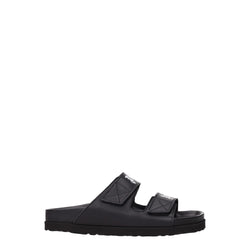 Black Leather Slipper Palm Angels
